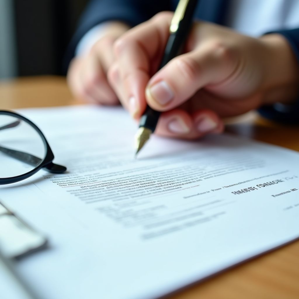 Pila de documentos y un bolígrafo para firmar un contrato