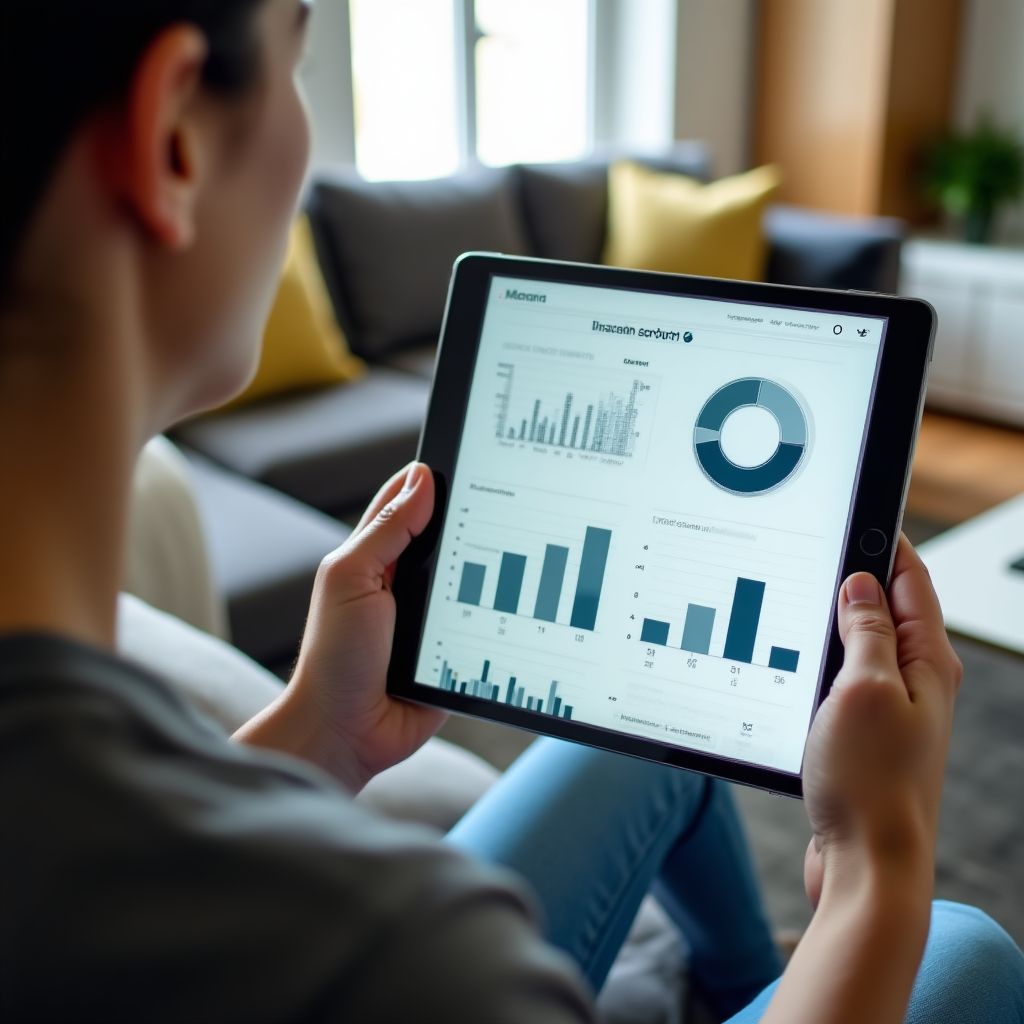 Persona revisando el crecimiento de sus inversiones en una tablet